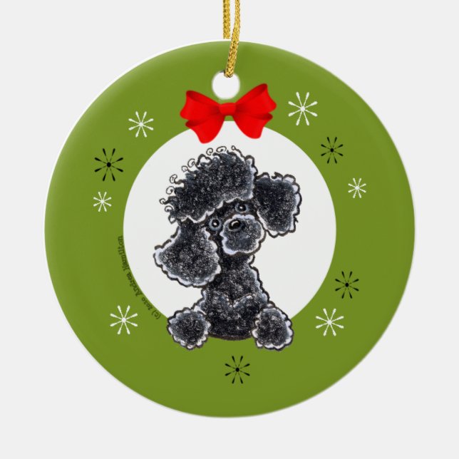 Décoration En Céramique Toy Black Poodle Noël Classique (Devant)