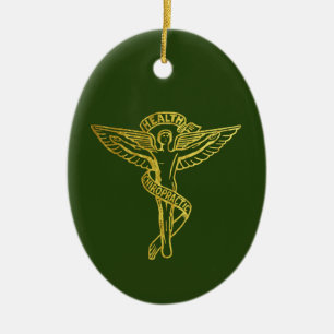 Décoration En Céramique Tracé d'or du symbole Médicale de la chiropratique