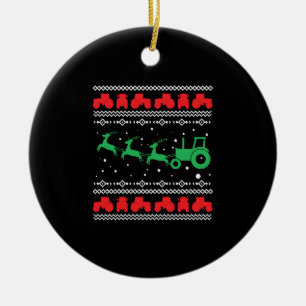 Décoration En Céramique Tracteur Sleigh Chandail de Noël Deers