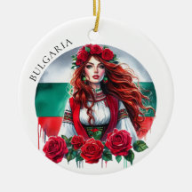 Tradition du drapeau bulgare Folklore Femme Roses