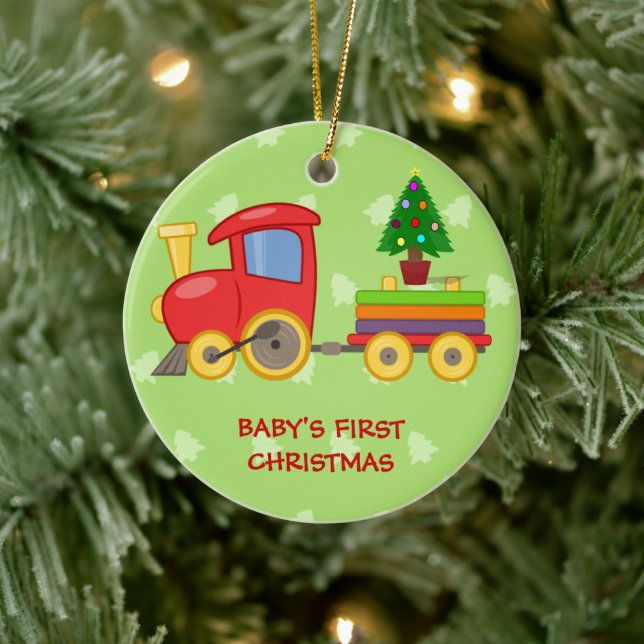Décoration En Céramique Train jouet, premier Noël de bébé (Arbre)