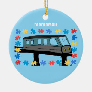 Décoration En Céramique Train monorail casse-tête autisme neurodiversité