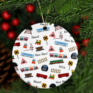 Décoration En Céramique Train Motif Little Boy Prénom Noël