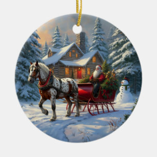 Décoration En Céramique Traîneau à un cheval de Noël de Santa