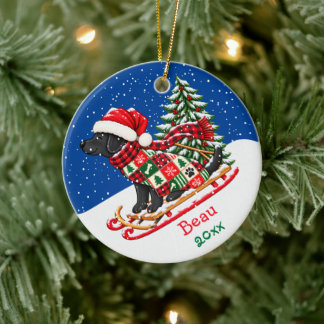 Décoration En Céramique Traîneau d'arbre de Noël personnalisé Labrador noi