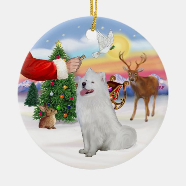 Décoration En Céramique Traitement pour un Samoyed (#1) (Devant)