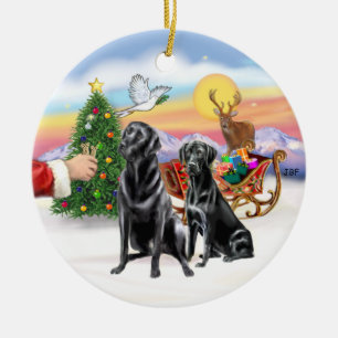 Décoration En Céramique Traiter pour deux Labradors noirs