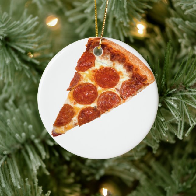 Décoration En Céramique Tranche de pizza pepperoni classique de SlipperyJo (Arbre)
