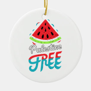 Décoration En Céramique Tranches paisibles Watermelon Free Palestine - Sou