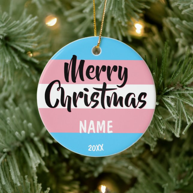Décoration En Céramique Transgender Flag Personalized Christmas (Arbre)