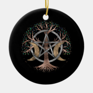 Décoration En Céramique Tree of Life Pentagram Moon Ornament