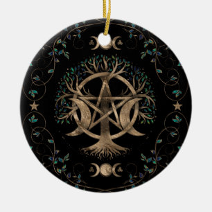 Décoration En Céramique Tree of Life Pentagram Moon Ornament