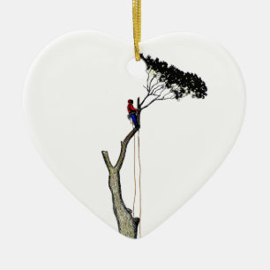 Décoration En Céramique Tree Surgeon Arborist at work present Chainsaw Gif