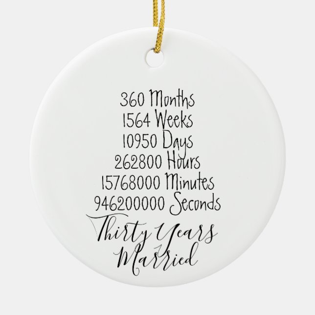 Décoration En Céramique Trente ans anniversaire 30e Noël mariage (Devant)