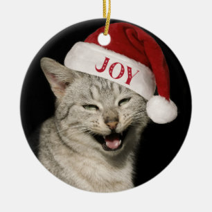 Décoration En Céramique Très drôle Père Noël Chat Rire Photo Noël