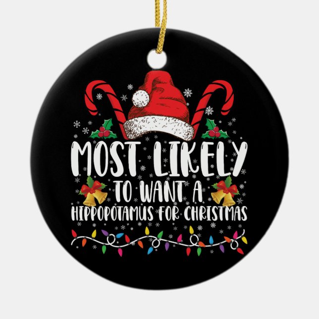 Décoration En Céramique Très Probable De Vouloir Un Hippopotame Pour Noël (Devant)