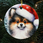 Décoration En Céramique Tri Couleur Poméranie Aquarelle Noël<br><div class="desc">Aquarelle Tri-Color Poméranien ornement de Noël avec des tons vintages et un arbre de Noël dans l'arrière - plan. Le cadeau idéal pour les amoureux de poméranie qui possèdent un pom tricolore.</div>