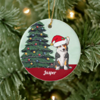 Tricolor Corgi avec queue Noël personnalisé
