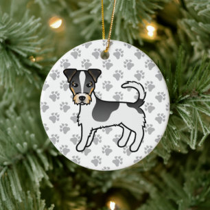 Décoration En Céramique Tricolore Rough Coat Jack Russell Terrier Chien