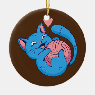 Décoration En Céramique Tricot Amoureux des chats  Crocheting