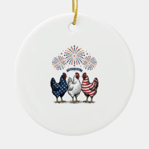 Décoration En Céramique Trio de poulets patriotiques Gravure vintage vecte