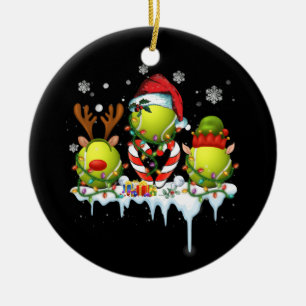 Décoration En Céramique Trois Ball Père Noël Reindeen Tennis Noël