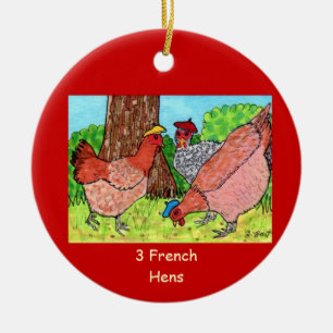 Décoration En Céramique Trois poules françaises