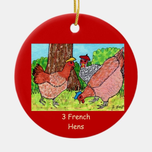 Décoration En Céramique Trois poules françaises (Devant)