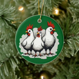 Décoration En Céramique Trois poules françaises Rétro découpage milieu du