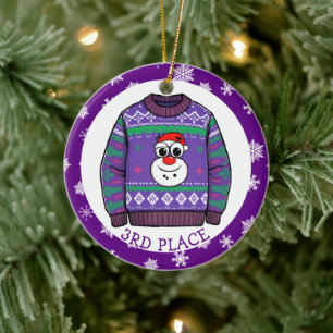 Décoration En Céramique Troisième Place Gagnant du Pull Moche de Noël