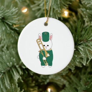 Décoration En Céramique Trombone de lapin en marche personnalisable vert e