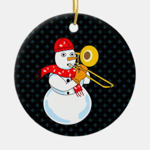Décoration En Céramique Trombone Snowman