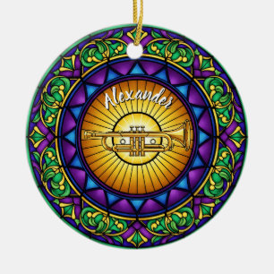 Décoration En Céramique Trompette en verre tendu Nom personnalisé Noël