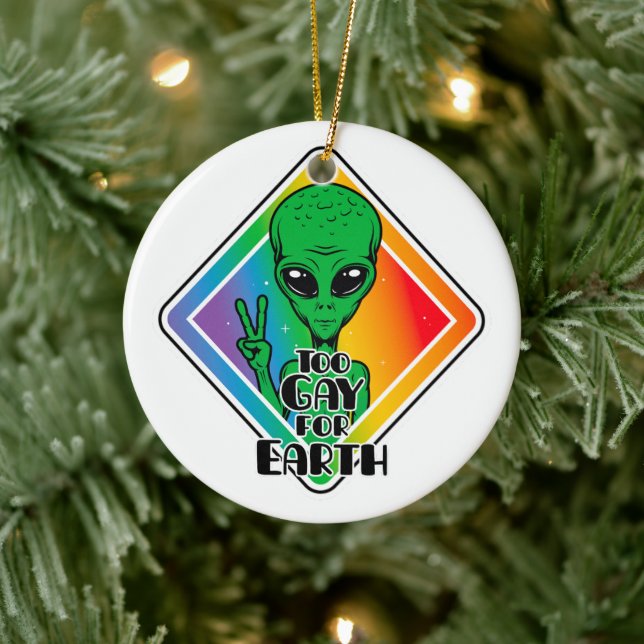 Décoration En Céramique Trop gay pour la terre Drôle Alien OVNI (Arbre)
