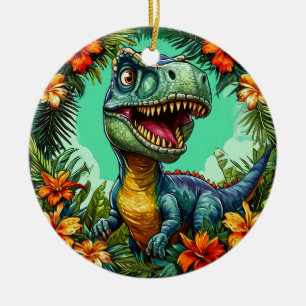Décoration En Céramique Tropical Dinosaure Floral Céramique Vacances