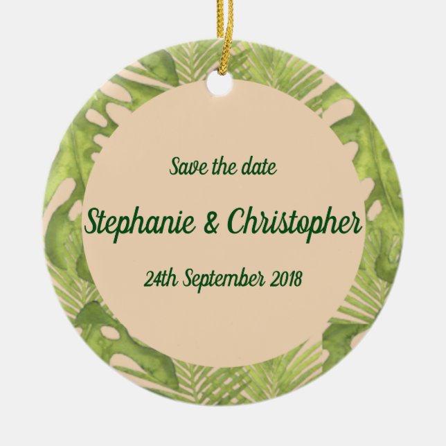 Décoration En Céramique Tropical Green et Blush Mariage (Devant)