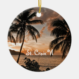 Décoration En Céramique Tropical Sunset Beach Palms St. Croix USVI