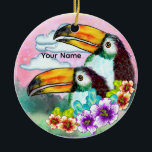 Décoration En Céramique Tropical Toucans<br><div class="desc">Tropical Toucans ornament by ArtMuvz Illustration. Matching toucans apparel and beach gifts. To personalize  add your name or add text instead. Customize this  Toucan ornament to make it uniquely yours or to give as a personalized gift</div>