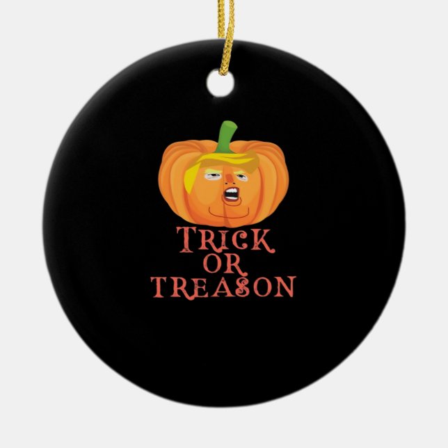 Décoration En Céramique Trucs Ou Trahison Halloween Impeach Trumpkin Desig (Devant)