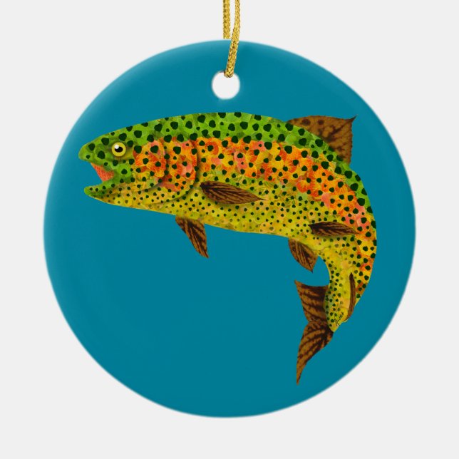 Décoration En Céramique Truite arc-en-ciel de feuille d'Aspen 1 (Devant)