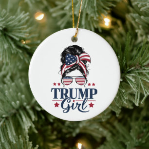 Décoration En Céramique Trump Girl Messy Bun Trump 2024 Election American