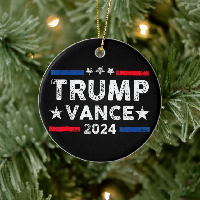 Décoration En Céramique Trump Vance 2024 Président des élections du drapea (Arbre)