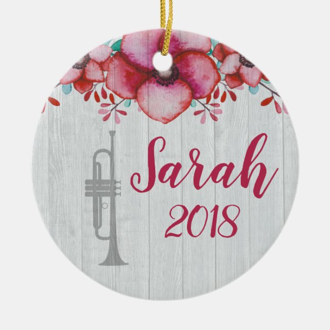 Décoration En Céramique Trumpet Player Musique Cadeau Floral Personnalisé (Devant)