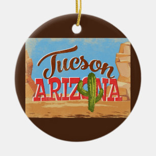 Décoration En Céramique Tucson Arizona Cartoon Vintage voyage du désert