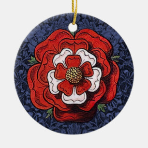 Décoration En Céramique Tudor Rose rouge et blanc
