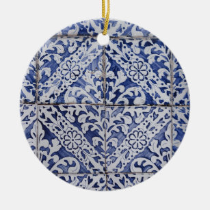 Décoration En Céramique Tuiles portugaises - Azulejo Floral bleu et blanc
