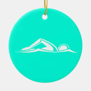 Décoration En Céramique Turquoise d'ornement de logo de bain