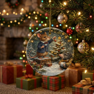 Décoration En Céramique Tux & Twitch Forêt d'Hiver