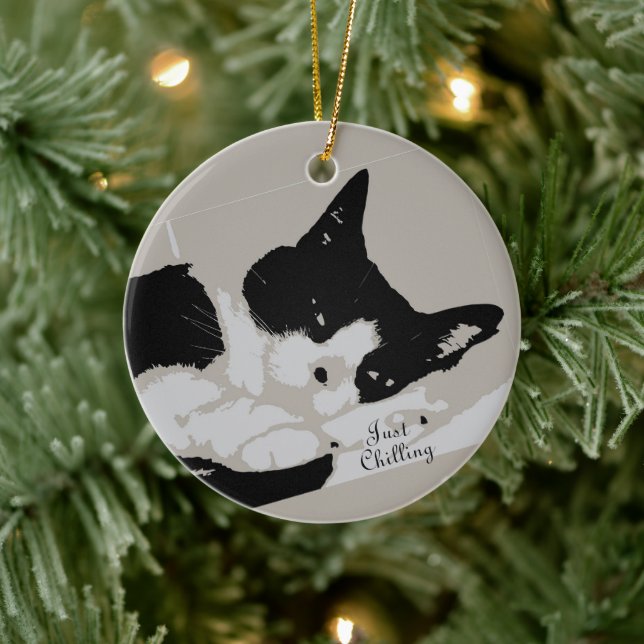 Décoration En Céramique Tuxedo Chilling de chat (Arbre)
