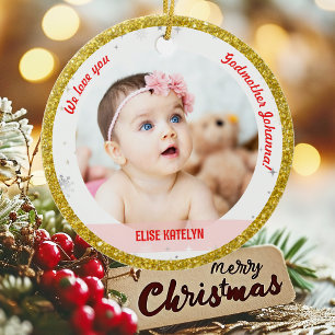 Décoration En Céramique Twin Girl Boy Photo Godmère First Christmas Baby